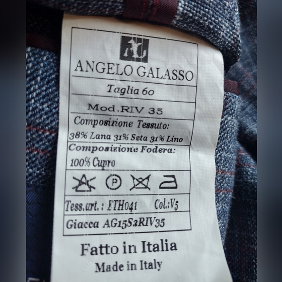 Angelo Galasso Plaid Wool, Silk & Linen Blazer, Size 50 US, 60 IT, XXL NWOT - Picture 13 of 16